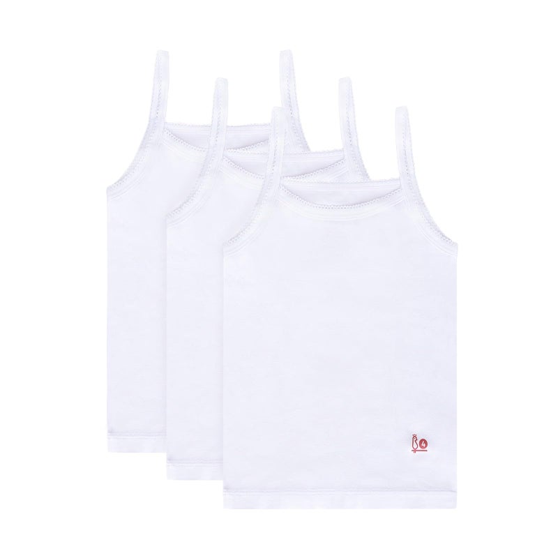 Feathers Girls Solid White Tagless Cami Super Soft Undershirts (3/Pack) 5 yrs, White - Image 1